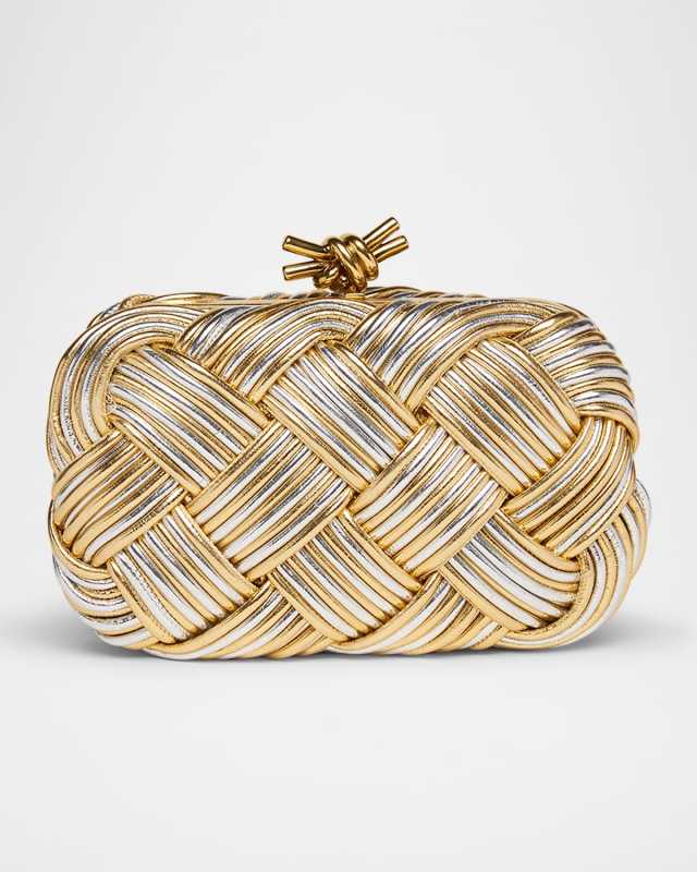 Knot Tubular Metallic Leather Clutch Bag